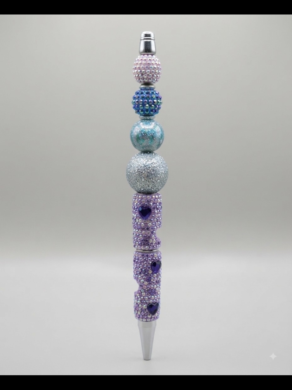Beaded Crystal Ballpoint Pen - Purple and Blue